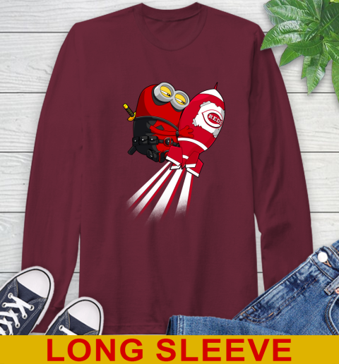 MLB Baseball Cincinnatim Reds Deadpool Minion Marvel Shirt Long Sleeve T-Shirt 7