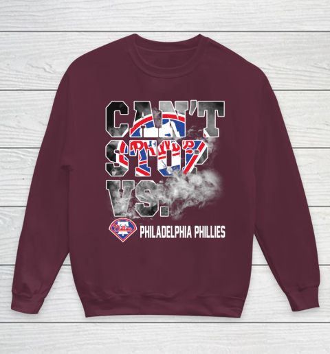 MLB Philadelphia Phillies Baseball Can't Stop Vs Phillies Youth Sweatshirt 4