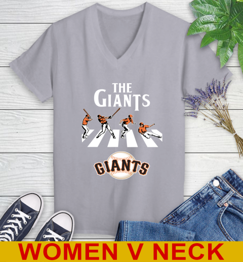 MLB Baseball San Francisco Giants The Beatles Rock Band Shirt Women's V-Neck T-Shirt 4