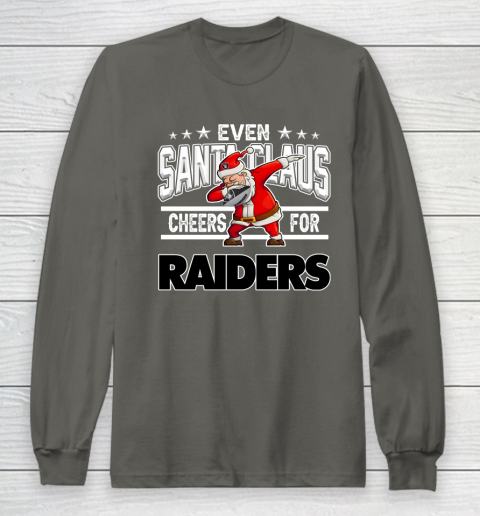 Oakland Raiders Even Santa Claus Cheers For Christmas NFL Long Sleeve T-Shirt 5