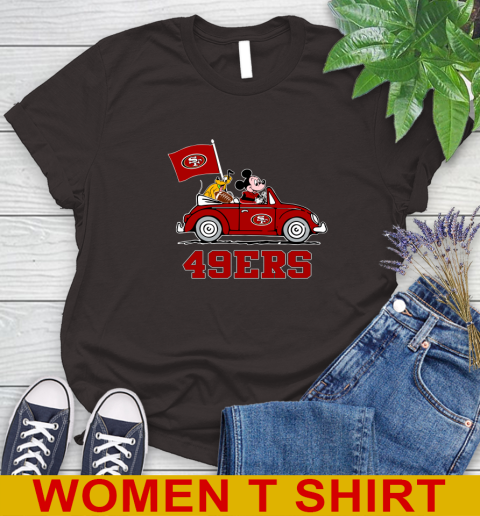 NFL Football San Francisco 49ers Pluto Mickey Driving Disney Shirt Women's T-Shirt 8