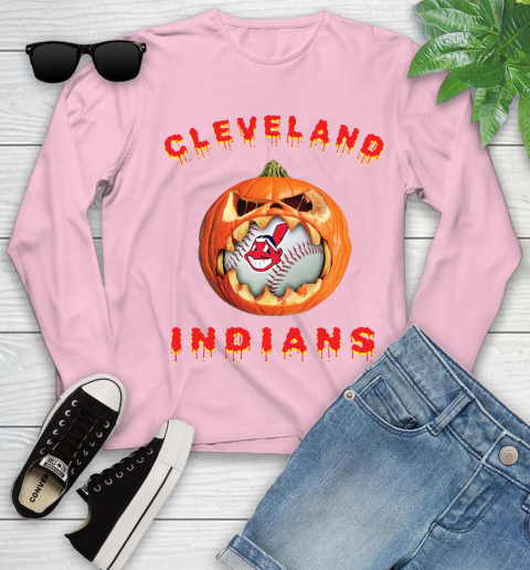 MLB Cleveland Indians Halloween Pumpkin Baseball Sports Youth Long Sleeve 10