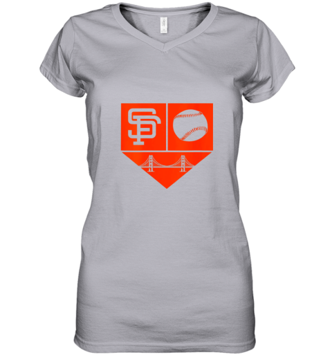 rptt womens san francisco baseball home plate vintage sf the city gift women v neck t shirt 39 front sport grey