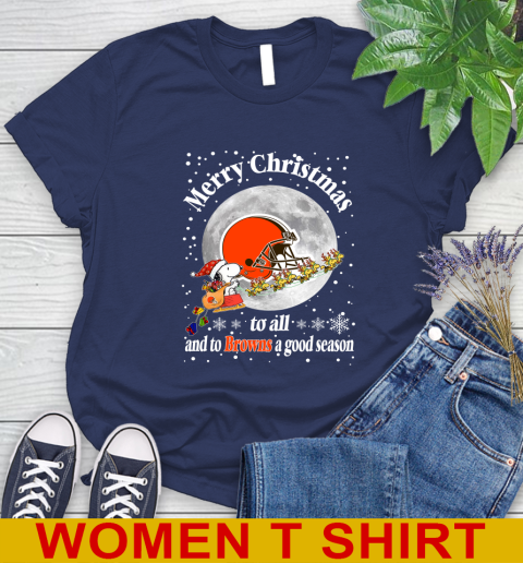 Cleveland Browns Merry Christmas To All And To Browns A Good Season NFL Football Sports Women's T-Shirt 12