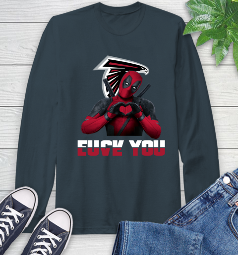 NHL Atlanta Falcons Deadpool Love You Fuck You Football Sports Long Sleeve T-Shirt 9