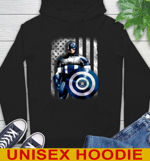 Houston Astros MLB Baseball Captain America Marvel Avengers American Flag Shirt Hoodie