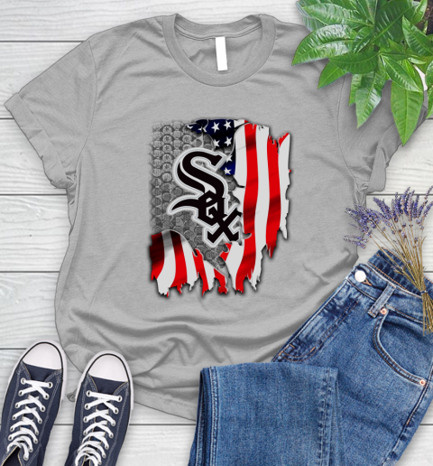 Chicago White Sox MLB Baseball American Flag Women's T-Shirt 5
