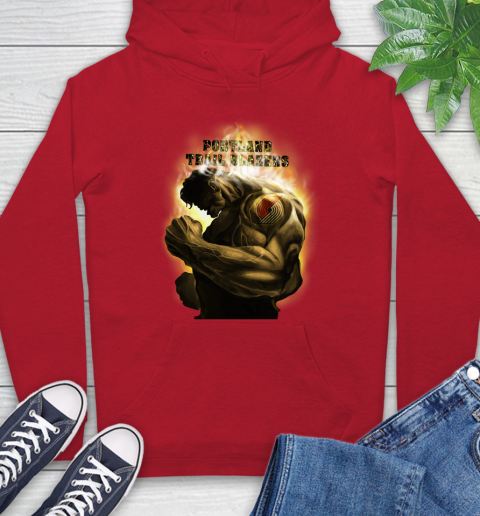 Portland Trail Blazers NBA Basketball Hulk Marvel Avengers Sports Hoodie 10