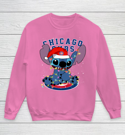 Chicago Cubs MLB noel stitch Baseball Christmas Youth Sweatshirt 3