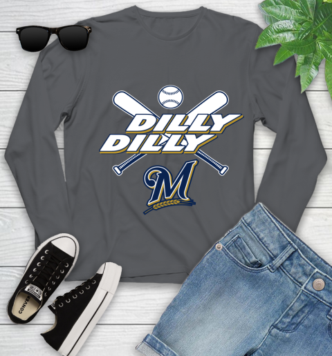 MLB Milwaukee Brewers Dilly Dilly Baseball Sports Youth Long Sleeve 8
