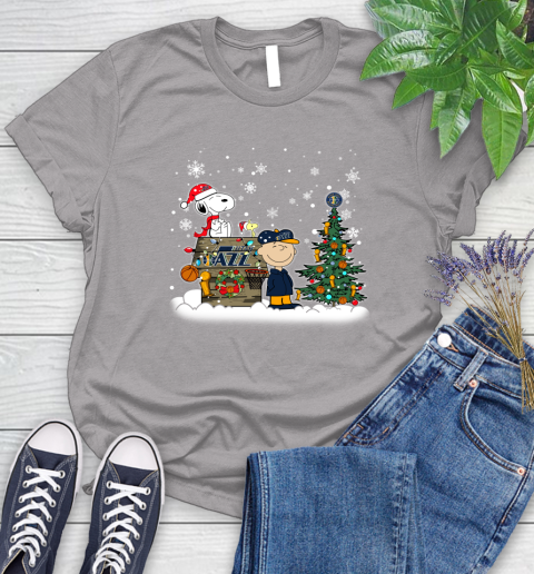 Utah Jazz NBA Basketball Christmas The Peanuts Movie Snoopy Championship Women's T-Shirt 5