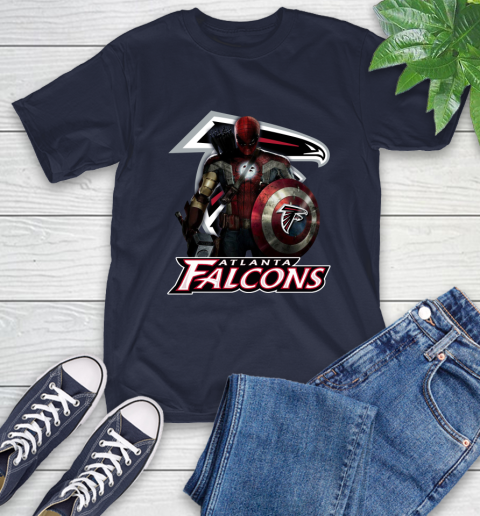 NFL Captain America Thor Spider Man Hawkeye Avengers Endgame Football Atlanta Falcons T-Shirt 4