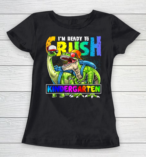 Next Level t shirts I m Ready To Crush Kindergarten T Rex Dino Holding Pencil Back To School Women's T-Shirt