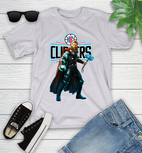 NBA Thor Avengers Endgame Basketball Los Angeles Clippers Youth T-Shirt 4