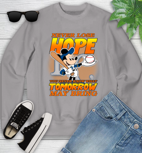 Kansas City Royals MLB Baseball Mickey Disney Never Lose Hope Youth Sweatshirt 3