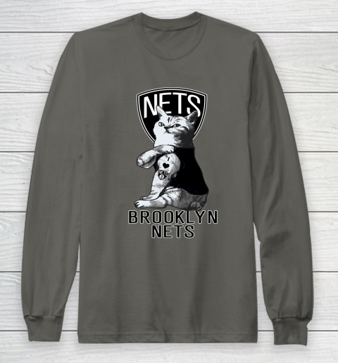 NBA Basketball My Cat Loves Brooklyn Nets Long Sleeve T-Shirt 5