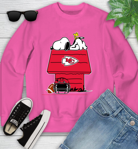Kansas City Chiefs NFL Football Snoopy Woodstock The Peanuts Movie Youth Sweatshirt 7