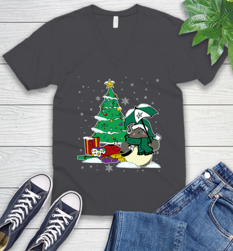 Dallas Stars NHL Hockey Cute Tonari No Totoro Christmas Sports V-Neck T-Shirt 4