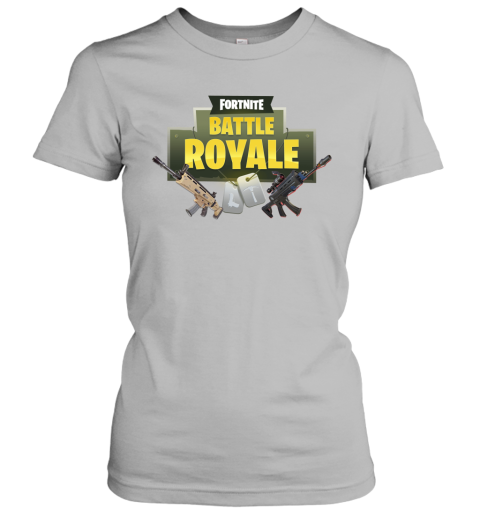 p2vm fortnite battle royale logo with assault rifle shirts ladies t shirt 20 front sport grey