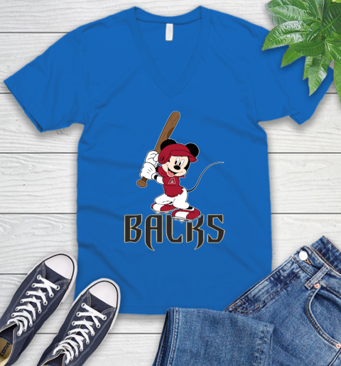 MLB Baseball Arizona Diamondbacks Cheerful Mickey Mouse Shirt V-Neck T-Shirt 6