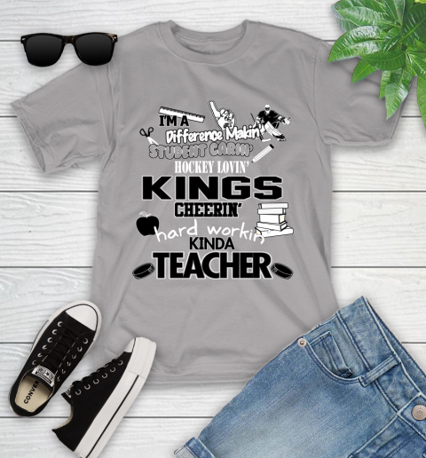Los Angeles Kings NHL I'm A Difference Making Student Caring Hockey Loving Kinda Teacher Youth T-Shirt 4