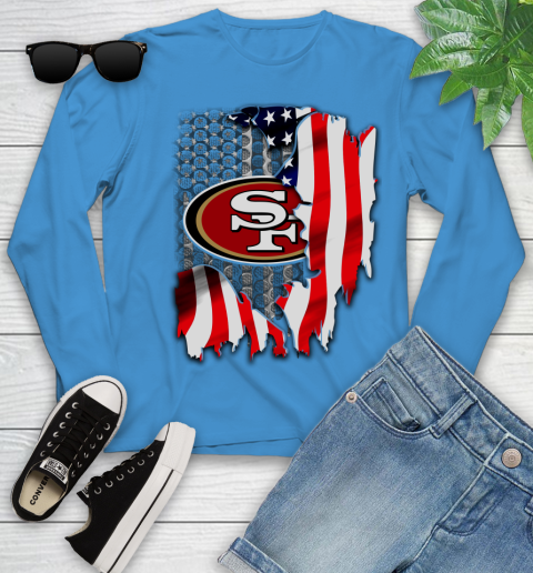San Francisco 49ers NFL Football American Flag Youth Long Sleeve 8