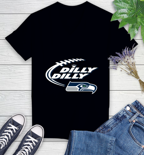 NFL Seattle Seahawks Dilly Dilly Football Sports Women's V-Neck T-Shirt 2