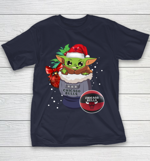 Chicago Bulls Christmas Baby Yoda Star Wars Funny Happy NBA Youth T-Shirt 4