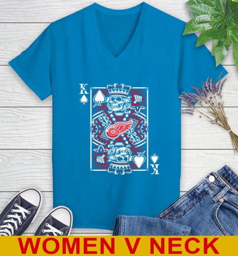 Detroit Red Wings NHL Hockey The King Of Spades Death Cards Shirt Women's V-Neck T-Shirt 7