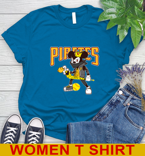 Pittsburgh Pirates MLB Baseball Mickey Peace Sign Sports Women's T-Shirt 7