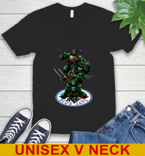 MLB Baseball Toronto Blue Jays Teenage Mutant Ninja Turtles Shirt V-Neck T-Shirt 2