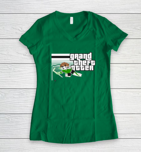 Jake Oettinger Grand Theft Otter Dallas Hockey Women's V-Neck T-Shirt