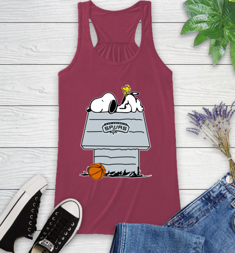 San Antonio Spurs NBA Basketball Snoopy Woodstock The Peanuts Movie Racerback Tank 8