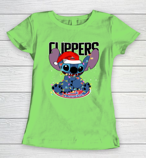 LA Clippers NBA noel stitch Basketball Christmas Women's T-Shirt 5