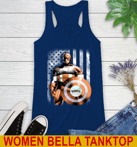 San Francisco Giants MLB Baseball Captain America Marvel Avengers American Flag Shirt Racerback Tank 7