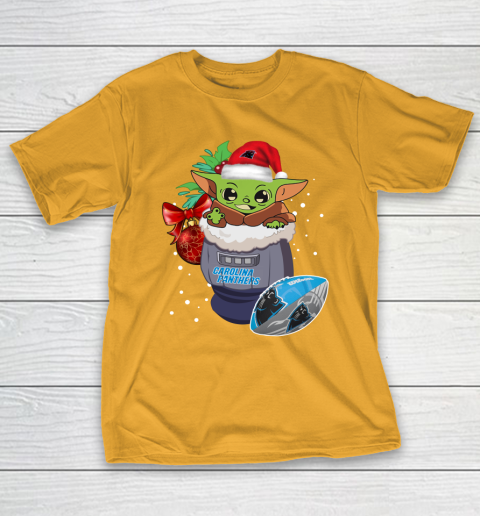 Carolina Panthers Christmas Baby Yoda Star Wars Funny Happy NFL T-Shirt 4