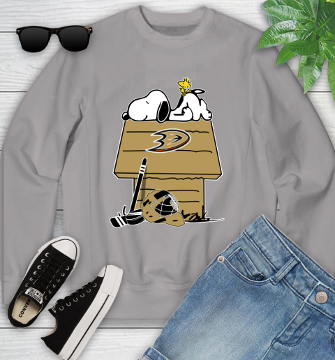 Anaheim Ducks NHL Hockey Snoopy Woodstock The Peanuts Movie Youth Sweatshirt 4
