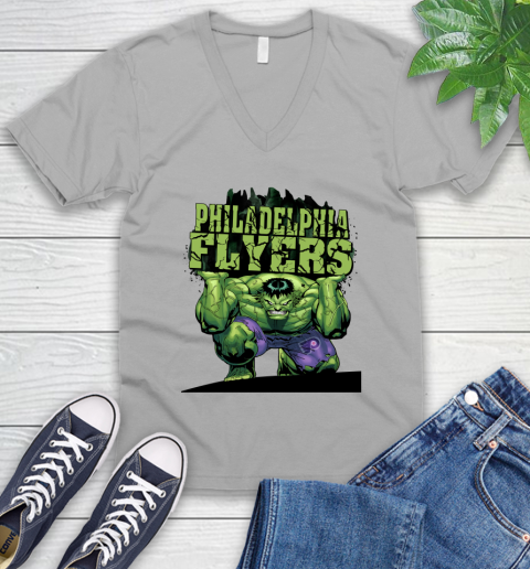 Philadelphia Flyers NHL Hockey Incredible Hulk Marvel Avengers Sports V-Neck T-Shirt 4