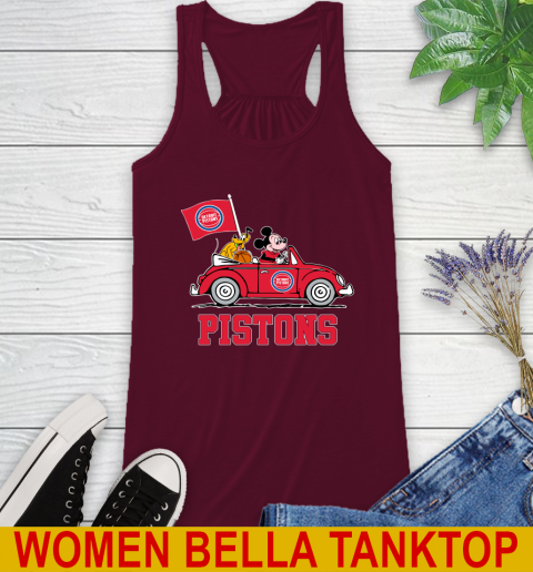 NBA Basketball Detroit Pistons Pluto Mickey Driving Disney Shirt Racerback Tank 3
