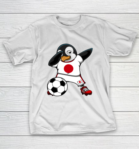 Dabbing Penguin Japan Soccer Fans Jersey Flag Football Lover T-Shirt