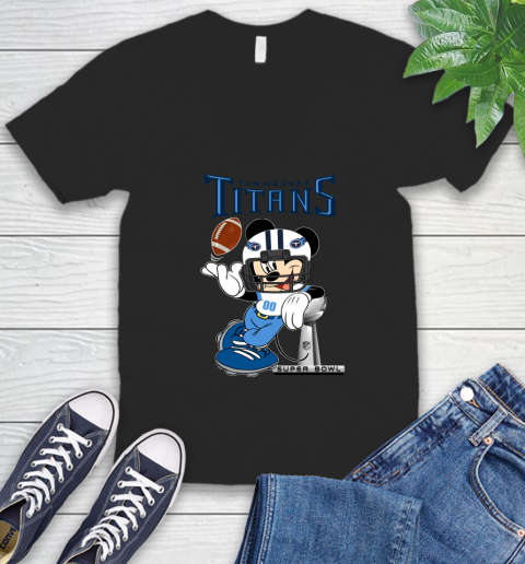 NFL Tennessee Titans Mickey Mouse Disney Super Bowl Football T Shirt V-Neck T-Shirt 2
