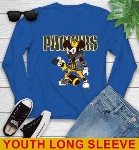 Green Bay Packers NFL Football Mickey Peace Sign Sports Youth Long Sleeve 10