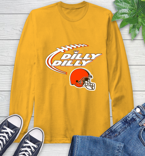 NFL Cleveland Browns Dilly Dilly Football Sports Long Sleeve T-Shirt 3