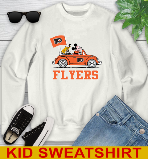 NHL Hockey Philadelphia Flyers Pluto Mickey Driving Disney Shirt Youth Sweatshirt
