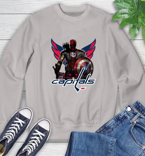 NHL Captain America Thor Spider Man Hawkeye Avengers Endgame Hockey Washington Capitals Sweatshirt 12