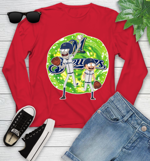 MLB Milwaukee Brewers Rick And Morty Baseball Sports Youth Long Sleeve 11