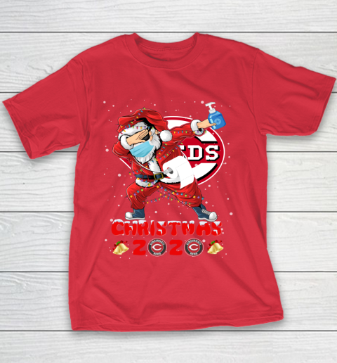 Cincinnati Reds Funny Santa Claus Dabbing Christmas 2020 MLB Youth T-Shirt 7