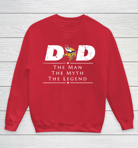 Minnesota Vikings NFL Football Dad The Man The Myth The Legend Youth Sweatshirt - Image 8