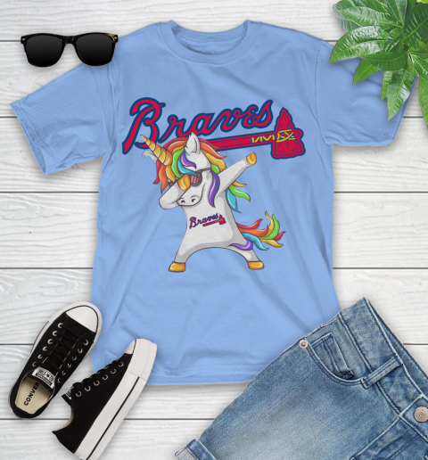 Atlanta Braves MLB Baseball Funny Unicorn Dabbing Sports Youth T-Shirt 11