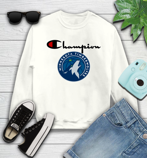 NBA Basketball Minnesota Timberwolves Champion Shirt Youth Sweatshirt